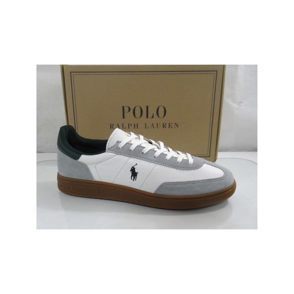 Men's Polo Ralph Lauren Bedford Court Sneaker Grey / Green Leather Suede Size 10